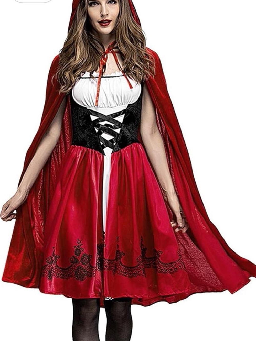 Spirit Red and Black Hooded Little Red Riding Cape